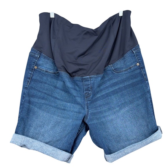 Isabel Maternity by Ingrid & Isabel Pants - Isabel Maternity Bermuda Shorts Women 18 Cotton Blend Blue Denim